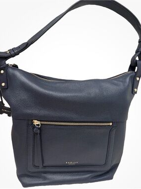 RADLEY LONDON Navy Leather Shoulder Bag with Gold Hardware
